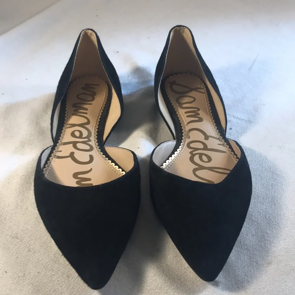 Sam Edelman Rodney Women’s Black Suede Slip On Pointy Toe Ballet Flats Size 8